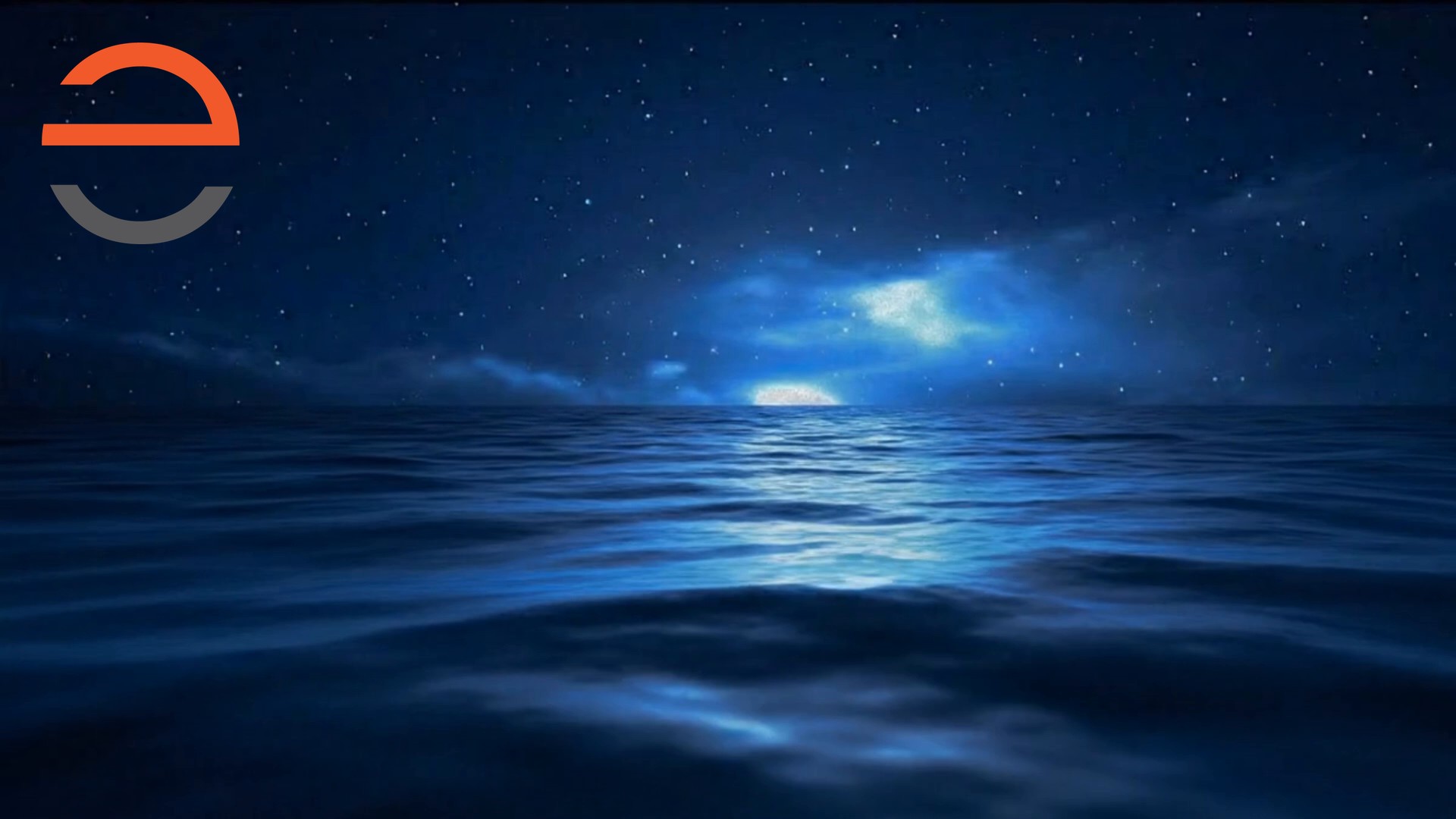 Open ocean under a starry night sky - a digital scenic backdrop by e-llusion media